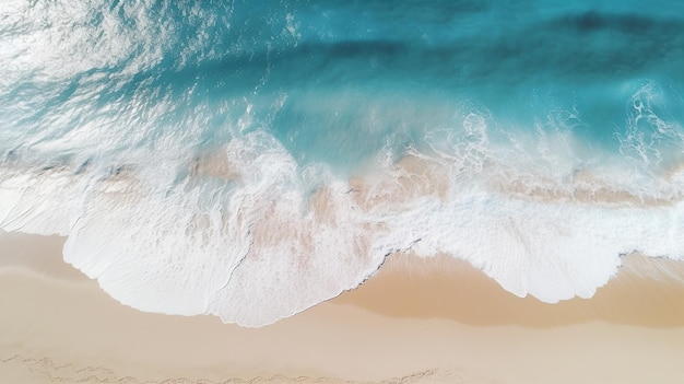 Una imagen aérea minimalista y tranquila que muestra una playa tropical prístina