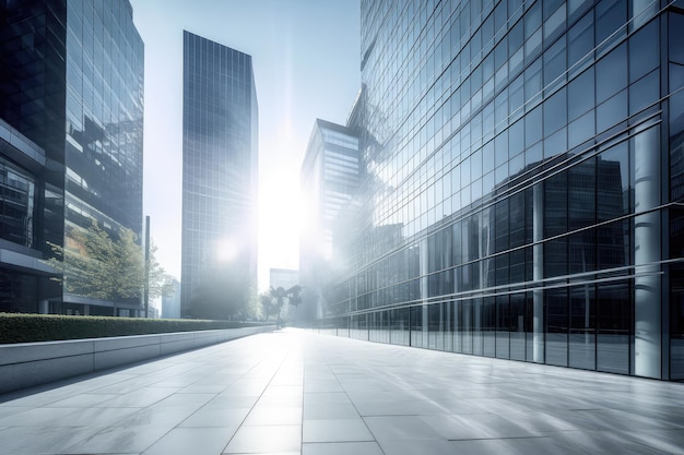 Imagen al aire libre frente a edificios de oficinas modernos AI