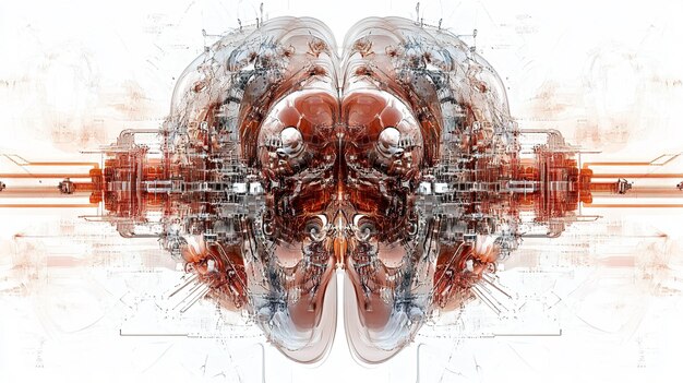Imagen de alta resolución de un cerebro electrónico de IA digital ideal para la tecnología de inteligencia artificial