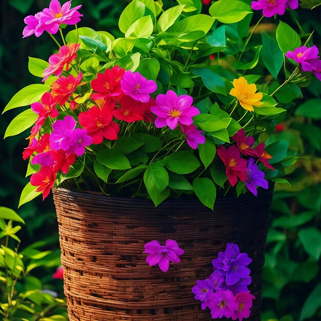 Foto imagen de alta resolución de un hermoso cubo de flores