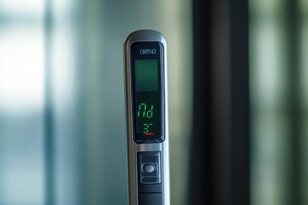 Imagen de alta resolución de un moderno termómetro digital adecuado para aplicaciones tecnológicas y de salud