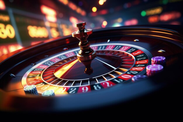 Imagen de alto contraste de la ruleta de casino en movimiento
