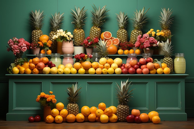 Imagen antigua de frutas en la mesa