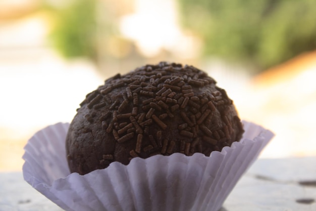 Foto imagen aproximada de un brigadeiro