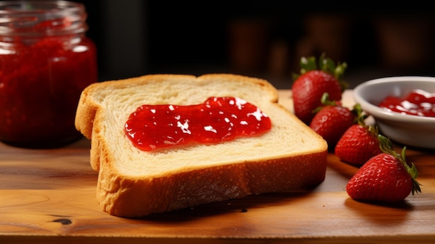 Imagen Ar 3d De Alta Calidad De Pan Blanco Y Mermelada De Fresa