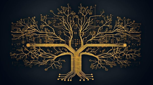 Imagen de Arafed de un árbol dorado con una cruz en él ai generativo