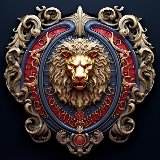 Imagen de Arafed de una cabeza de león con un marco rojo y azul ai generativo