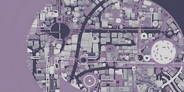 imagen arafed de una ciudad con forma circular en el medio ai generativa