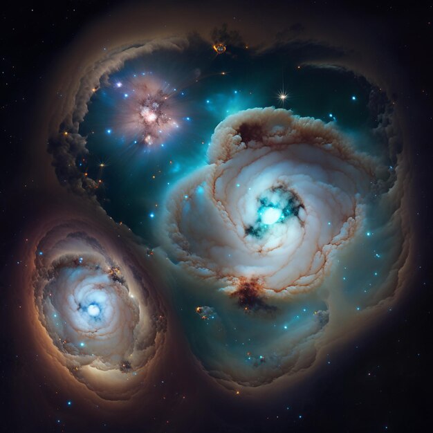 Imagen de Arafed de dos espirales de gas y polvo en una galaxia generativa ai