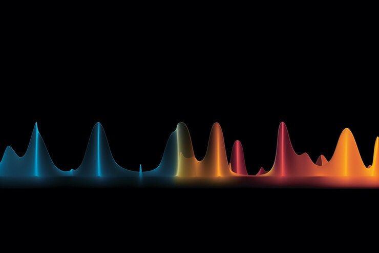 Foto imagen arafed de una línea de líneas de colores sobre un fondo negro generativo ai