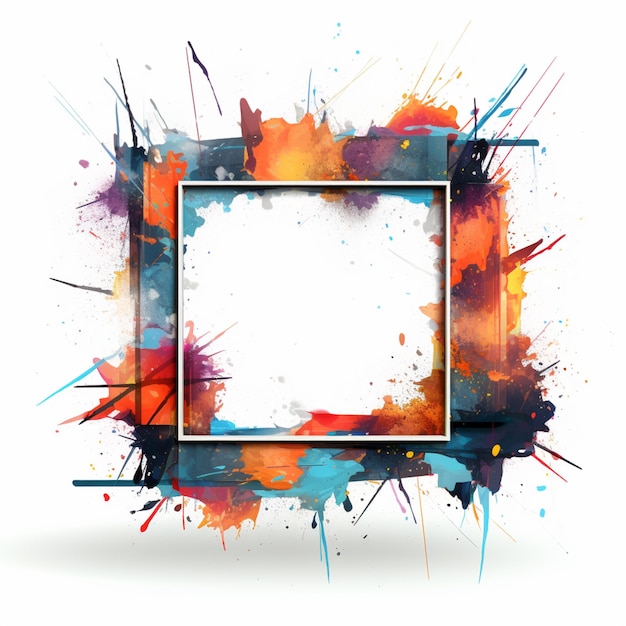 Imagen de Arafed de un marco de imagen con salpicaduras de pintura de colores ai generativo