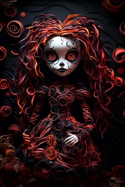 imagen arafed de una mujer con cabello rojo y una calavera conforman ai generativo