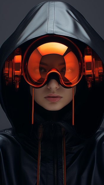 Imagen de Arafed de una mujer con capucha y gafas generativas ai