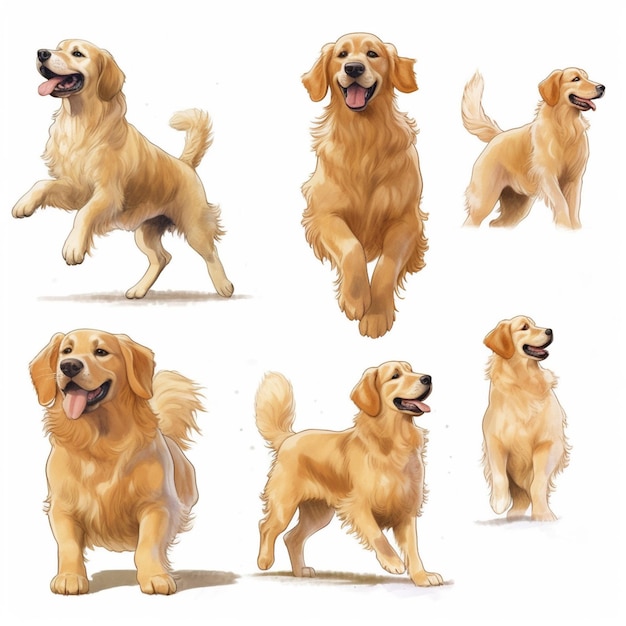 Imagen de Arafed de un perro en varias poses y poses generativas ai