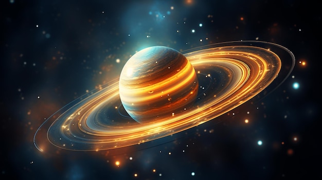 Imagen arafed de un planeta con un anillo alrededor de IA generativa.