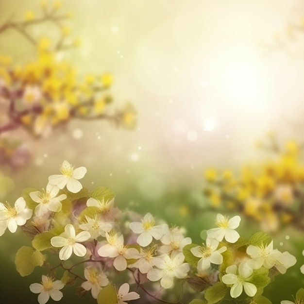 Una imagen de un árbol con flores amarillas y hojas verdes.