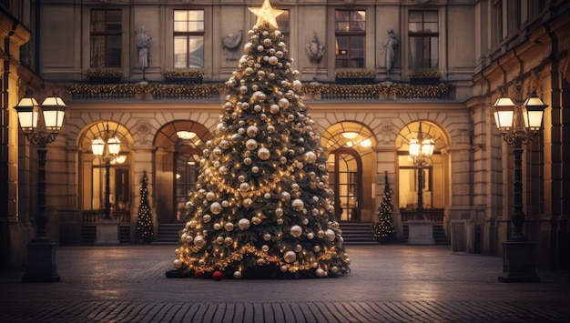 una imagen de un árbol de Navidad en una calle schlieren
