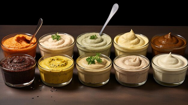 Imagen de archivo de la variedad de hummus