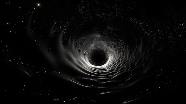 Foto imagen arrafada de un agujero negro con una luz blanca en el extremo ia generativa