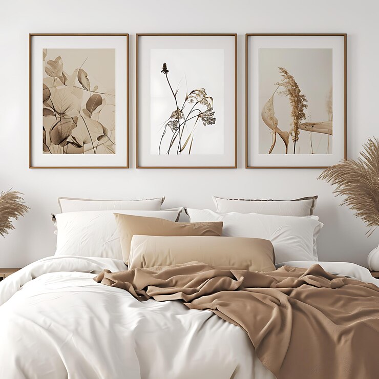 una imagen arrafada de una cama con un cobertor blanco y una manta marrón
