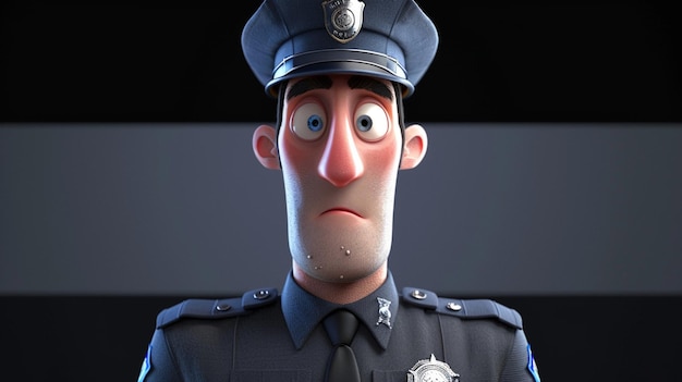 imagen arrafada de un oficial de policía de dibujos animados con una mirada seria generativa ai
