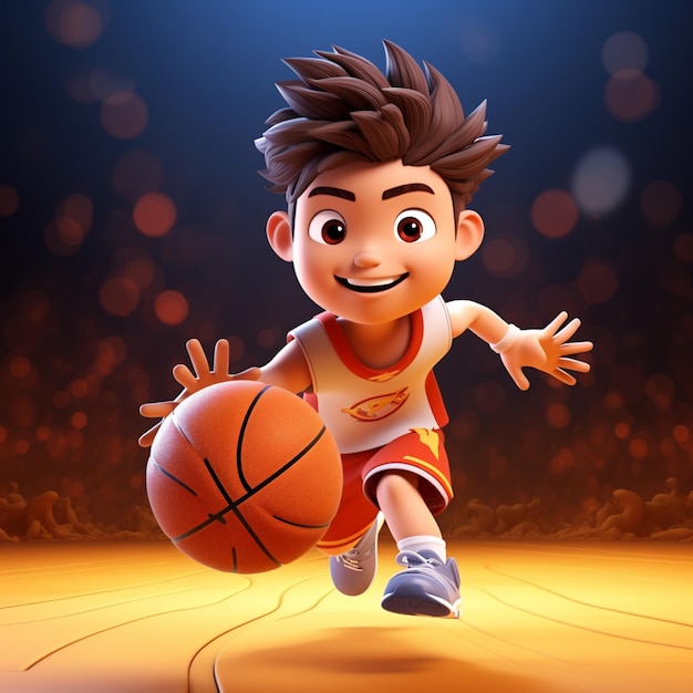 imagen arrafada de un personaje de dibujos animados corriendo con una IA generativa de baloncesto