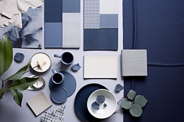imagen arrafada de una tabla con un esquema de colores azul y blanco generativo ai
