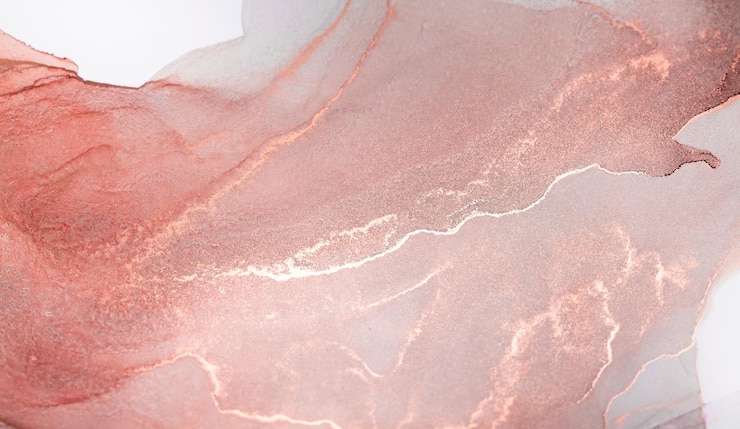 Foto una imagen de arte abstracto en primer plano que muestra líneas delicadas de tinta de oro rosa en un blanco