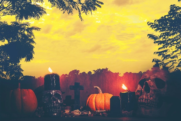 Imagen del arte del concepto de Halloween, vintage oscuro, espacio de la copia para el uso