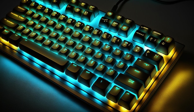 Imagen de arte del generador de ai del teclado de la luz de la computadora