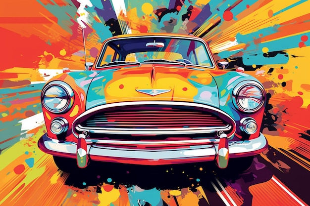 Imagen de arte pop de un coche de época