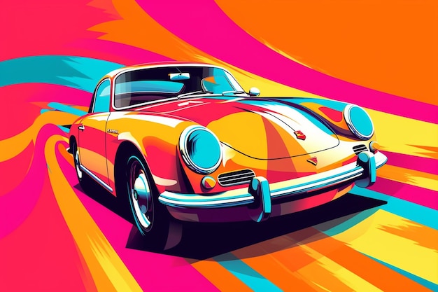 Imagen de arte pop de un coche de época