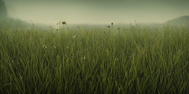 Imagen atmosférica con hierba alta verde