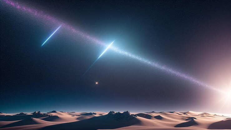 Una imagen audazmente experimental de un cometa brillante cruzando el cielo AI Generative