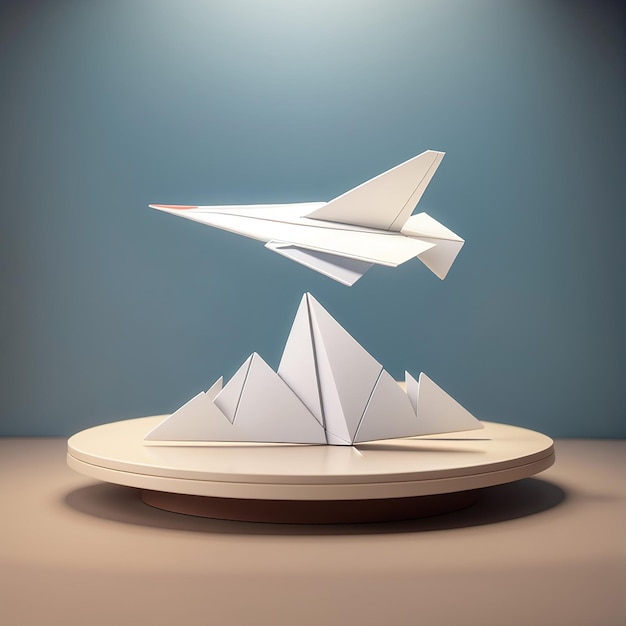 Foto una imagen de un avión de papel y algunos barcos de papel