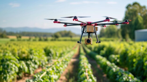 Imagen de aviones no tripulados de entrega en la agricultura