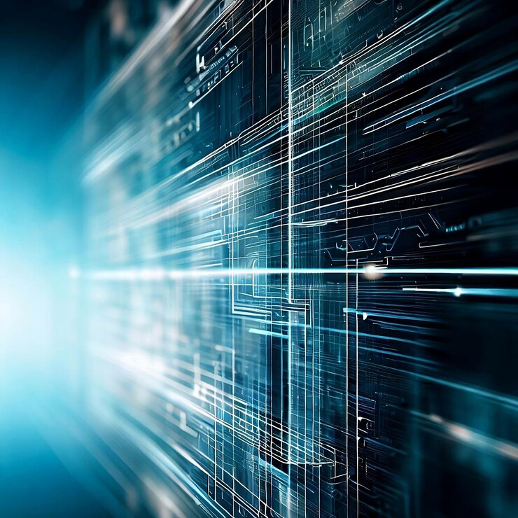 Una imagen azul y blanca de una pantalla de computadora con la palabra datos en ella