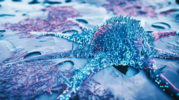 Una imagen azul y violeta de una estrella de mar.