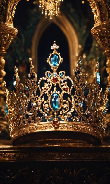 imagen de baja clave de la hermosa corona de la reina vintage filtrado fantasía período medieval enfoque selectivo ai generativo
