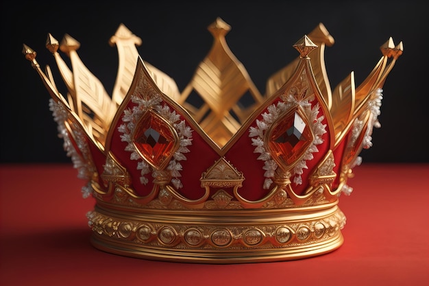 imagen de baja clave de la hermosa reina dorada rey corona ai generativa