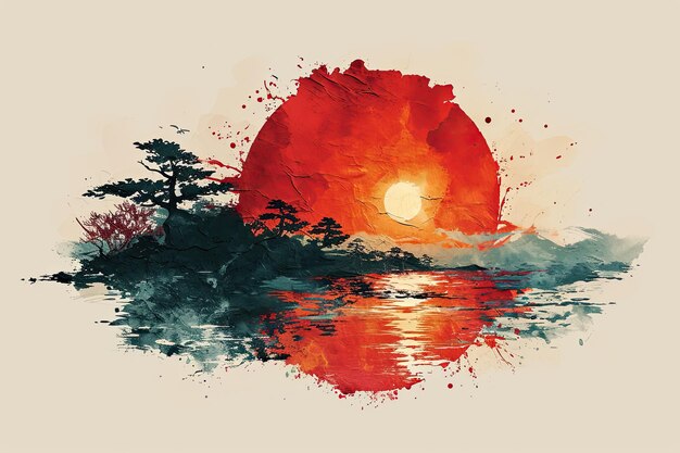 Foto la imagen de la bandera japonesa con el sol rojo sobre fondo blanco