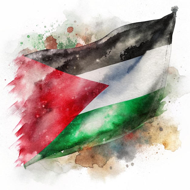 Imagen de la bandera de Palestina con acuarela