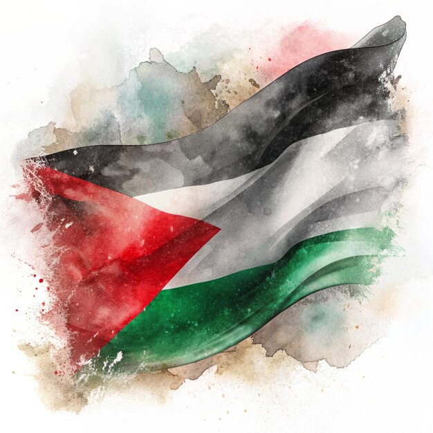 Imagen de la bandera de Palestina con acuarela