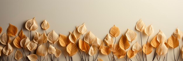 Imagen de banner de hojas secas para el fondo del sitio web Patrón de fondo de escritorio sin costuras