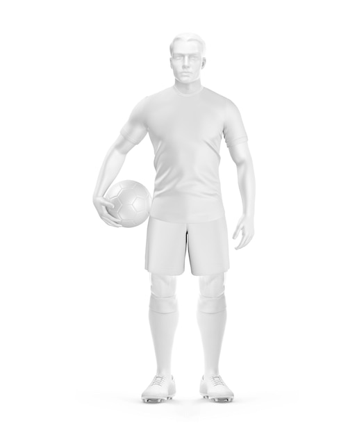 Una imagen en blanco del equipo completo de fútbol masculino con el cuello de la tripulación de la pelota aislado sobre un fondo blanco