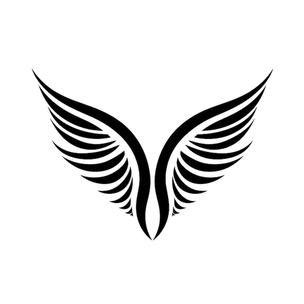Una imagen en blanco y negro de un ala con un fondo blanco generativo ai