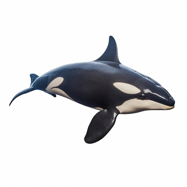 Una imagen en blanco y negro de una ballena asesina con una cara en blanco y negro.