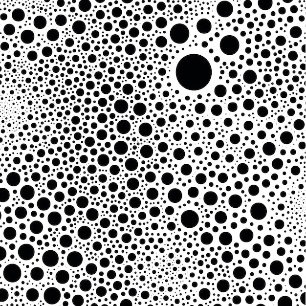 una imagen en blanco y negro de una bola negra y blanca de círculos negros