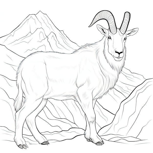 Imagen en blanco y negro de una cabra de montaña