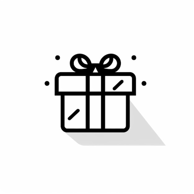 una imagen en blanco y negro de una caja de regalo con un lazo ai generativo
